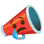 megaphone + crying face