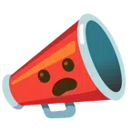 megaphone + frowning face with open mouth
