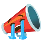 megaphone + loudly crying face