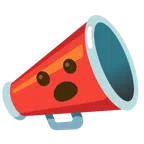 megaphone + face with open mouth