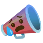 megaphone + anxious face with sweat