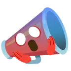 megaphone + face screaming in fear