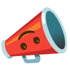 megaphone + upside-down face
