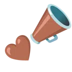 megaphone + brown heart