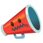 megaphone + zipper-mouth face