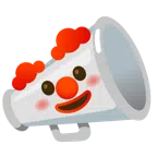 megaphone + clown face