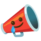 megaphone + smiling face with tear