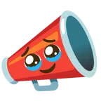 megaphone + face holding back tears