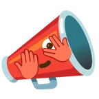 megaphone + face with peeking eye