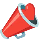 megaphone + red heart