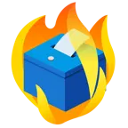 fuoco + urna elettorale con scheda