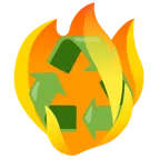 fuoco + simbolo del riciclaggio
