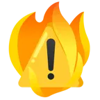 fuoco + simbolo di avviso