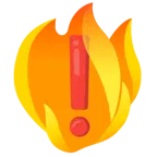 fuoco + punto esclamativo rosso
