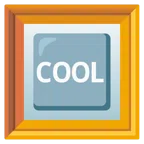 gerahmtes Bild + Wort „Cool“ in blauem Quadrat