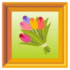gerahmtes Bild + Blumenstrauß