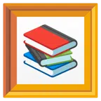 gerahmtes Bild + Bücherstapel