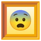 gerahmtes Bild + ängstliches Gesicht