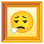 gerahmtes Bild + Gesicht, das ausatmet