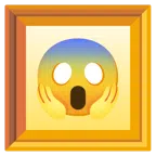 gerahmtes Bild + vor Angst schreiendes Gesicht