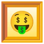 gerahmtes Bild + Gesicht mit Dollarzeichen