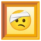 gerahmtes Bild + Gesicht mit Kopfverband
