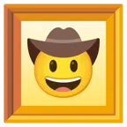 gerahmtes Bild + Gesicht mit Cowboyhut