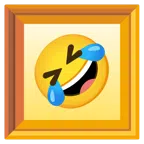 gerahmtes Bild + sich vor Lachen auf dem Boden wälzen