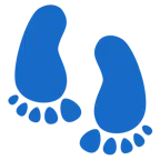 upside-down face + footprints
