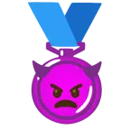 medal za 1. miejsce + zagniewana twarz z rogami