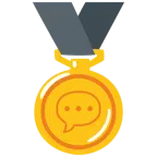 Goldmedaille + Sprechblase mit drei Punkten