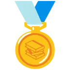 Goldmedaille + Bücherstapel