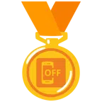 Goldmedaille + Mobiltelefon aus