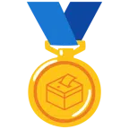 Goldmedaille + Urne mit Wahlzettel