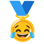 Goldmedaille + Gesicht mit Freudentränen