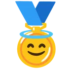 medal za 1. miejsce + uśmiechnięta twarz z aureolą