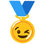 Goldmedaille + zwinkerndes Gesicht