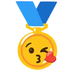 Goldmedaille + Kuss zuwerfendes Gesicht