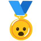 medal za 1. miejsce + twarz z otwartymi ustami