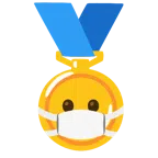 medal za 1. miejsce + twarz w masce medycznej