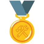 Goldmedaille + Hammer und Schraubenschlüssel