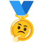 medal za 1. miejsce + myśląca twarz