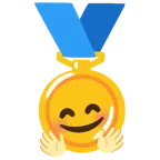 medal za 1. miejsce + twarz z gestem przytulania