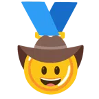 medal za 1. miejsce + głowa w kapeluszu kowbojskim