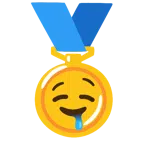 Goldmedaille + sabberndes Gesicht