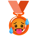 medal za 1. miejsce + rozgrzana twarz