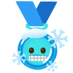 medal za 1. miejsce + zmarznięta twarz