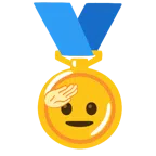 medal za 1. miejsce + salutująca twarz