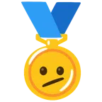 medal za 1. miejsce + twarz z ukośnymi ustami
