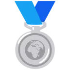 Silbermedaille + Globus mit Europa und Afrika